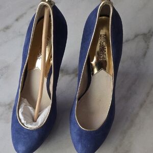 Michael Kors Blue and Gold Heels
